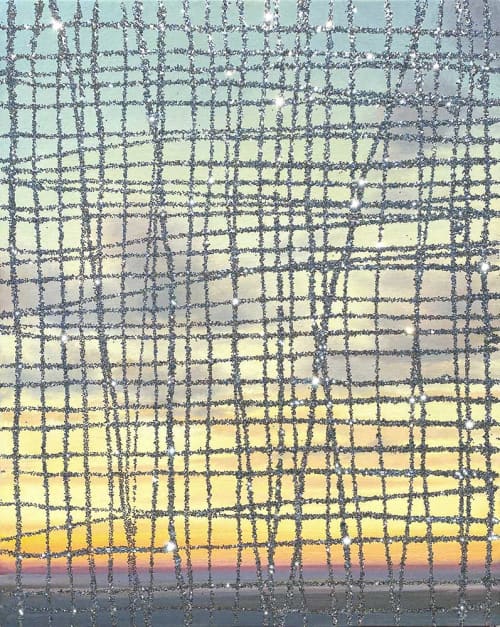 "Constellation" oil paint, glitter, contemporary, abstract by Tania