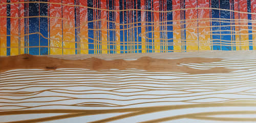 Island Time | Oil And Acrylic Painting in Paintings by Mark Bueno | Eating Recovery Center | Insight Behavioral Health Corporate Headquarters in Denver. Item made of wood with synthetic