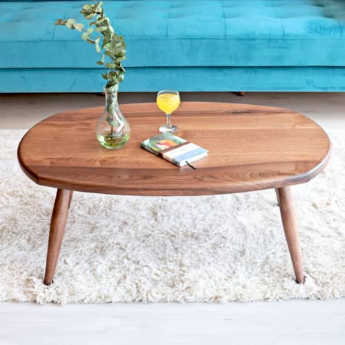 Walnut Oval Coffee Table , Unique Mid Century Coffee Table | Tables by OzzWoodArt. Item composed of walnut compatible with mid century modern and contemporary style