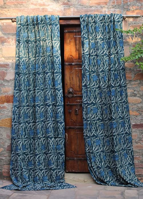 Blue Window Panel | Daphne | Curtain in Curtains & Drapes by ichcha. Item made of cotton compatible with boho and country & farmhouse style