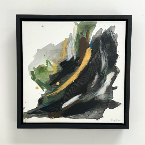 Shadowy Cliffs | 12 x 12 | Oil And Acrylic Painting in Paintings by Ella Friberg. Item composed of canvas compatible with contemporary and modern style