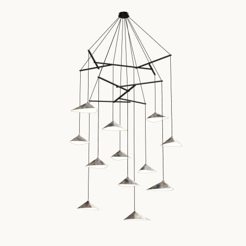 Emily V12 Pendant Light Oxid | Pendants by MOSS Objects. Item composed of oak wood and steel in contemporary or modern style
