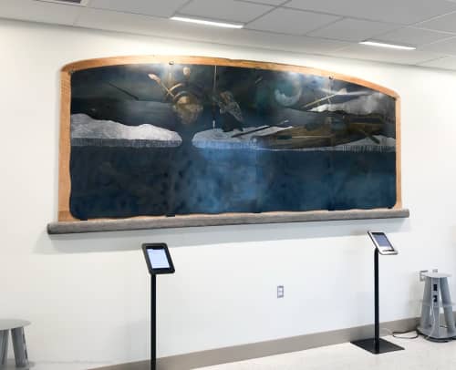 Seal Moon Rising | Engraving in Art & Wall Decor by Jeffrey H Dean | Yukon-Kuskokwim Delta Regional Hospital- Emergency Room in Bethel. Item composed of steel