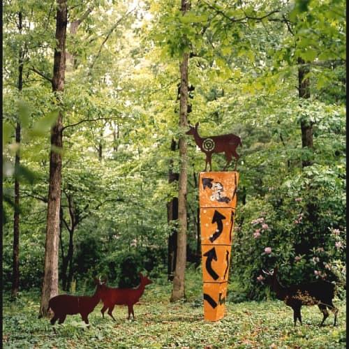 DEER CROSSING | Public Sculptures by jim collins sculpture | Chattanooga State Community College in Chattanooga. Item made of metal