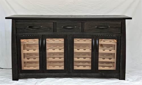 White Oak Wine Storage/Sideboard | Storage by GlessBoards. Item composed of oak wood