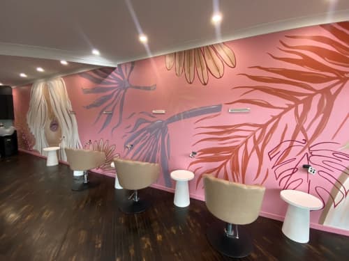 Pink Tropicana Dream | Murals by Emma-Alyce Art | Urban Chic Brisbane Hairdressers in Ashgrove. Item made of synthetic