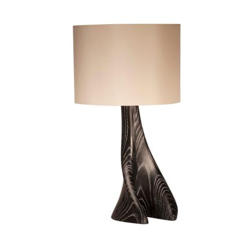 Amorph Nile Table Lamp in Desert Night Stain and Ivory Silk | Lamps by Amorph. Item composed of wood