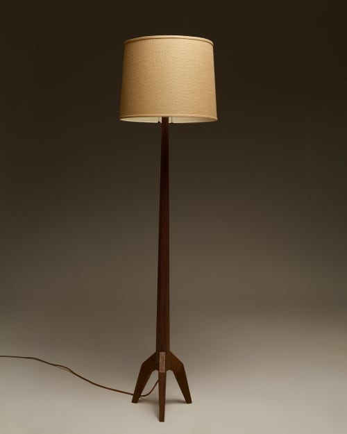 Falcon Floor Lamp | Lamps by Nathan Chintala. Item made of fabric with brass works with mid century modern & modern style