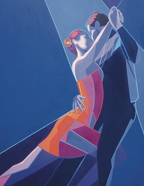 Title: Tango. Original Oil Painting on Gallery Canvas | Oil And Acrylic Painting in Paintings by Judy Mayer-Grieve. Item composed of canvas in contemporary style