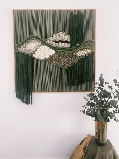 Eucalyptus-Macrame Handwoven Framed Textile Art | Macrame Wall Hanging in Wall Hangings by Ranran Studio by Belen Senra. Item composed of cotton in contemporary style