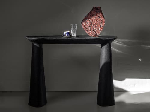 Black Stone Console Table - Toki Series in Bio Concrete | Tables by Donatas Žukauskas. Item composed of cement in minimalism or contemporary style