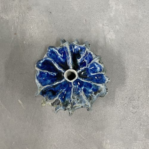 Blue Atoll Vase | Vases & Vessels by Anna Altman. Item composed of ceramic and glass in contemporary or eclectic & maximalism style