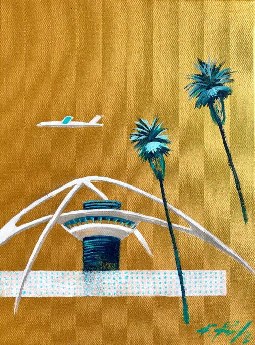 LAX+Gold+Sky | Oil And Acrylic Painting in Paintings by Kathleen Keifer. Item made of canvas with synthetic