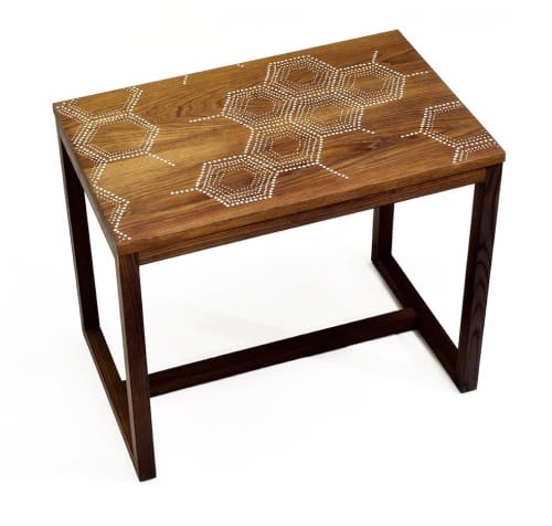 Nail Inlay End Table No. 204 | Tables by Peter Sandback. Item composed of wood in contemporary or modern style