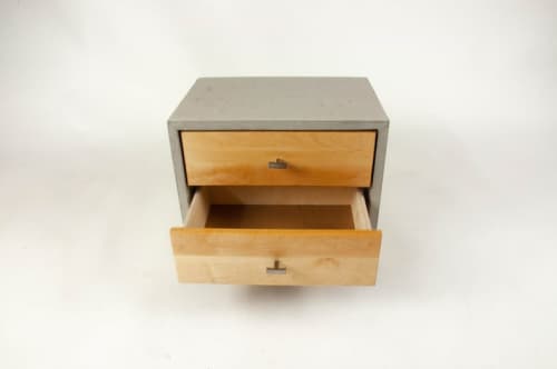Dwarf2 | Nightstand in Storage by Curly Woods. Item made of oak wood & concrete compatible with mid century modern and industrial style