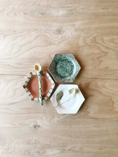 Set of 3 Honey Comb Dishes | Saucer in Tableware by Bridget Dorr. Item made of ceramic