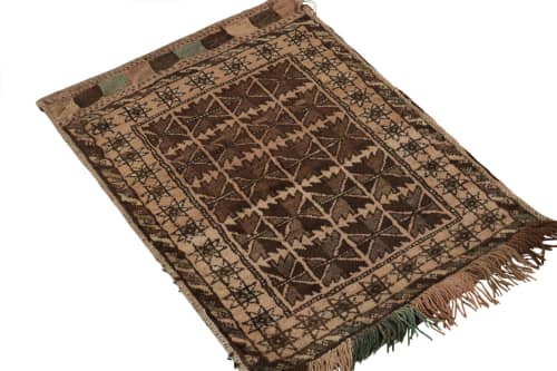 Antique Baluch Persian rug in Beige-Brown Geometric Pattern | Area Rug in Rugs by Rug and Kilimareaar