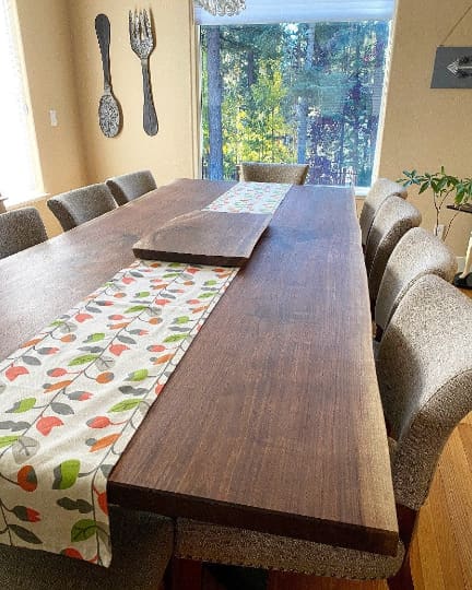 The Victoria Dining Table | Live Edge Dining Table | Tables by TRH Furniture. Item made of walnut with steel