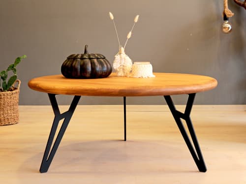 Solid Wood Round Coffee Table , Handmade Custom COffee Table | Tables by OzzWoodArt. Item made of wood compatible with mid century modern and contemporary style