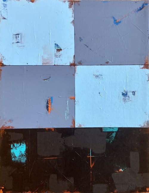Blue Zone 14 x 18 Framed original on canvas | Oil And Acrylic Painting in Paintings by JD Logan Fine Art. Item made of birch wood & canvas compatible with minimalism and contemporary style