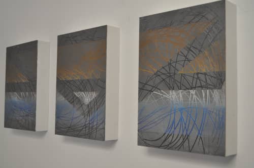 Modular pattern behind CCG series blue and black | Paintings by Margot Waller Madgett