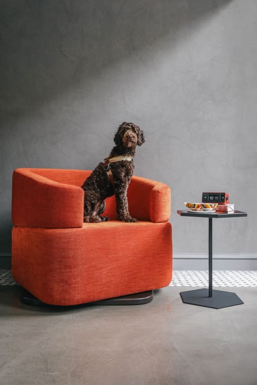 Minio Swivel  Orange Armchair | Chairs by LAGU. Item composed of fabric