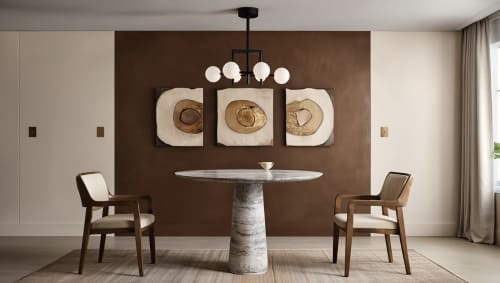 Round Travertine Dining Table | Tables by HamamDecor LLC. Item composed of marble in minimalism style