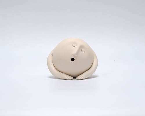 CLAYHEAD - Sleepy Head | Sculptures by Aman Khanna (Claymen)ˇ. Item composed of stoneware