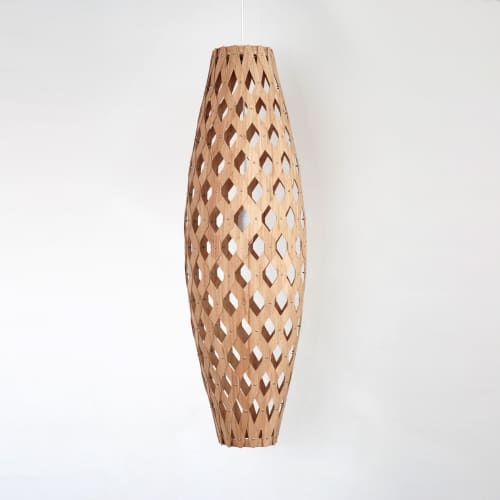Bamboo Light Hexagonal Cigar 105 | Pendants by ADAMLAMP. Item made of bamboo works with minimalism & contemporary style