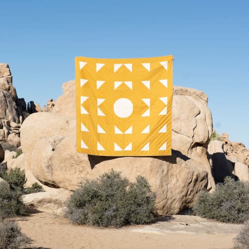 Golden Hour Queen Quilt - King Size | Linens & Bedding by Vacilando Studios. Item made of cotton