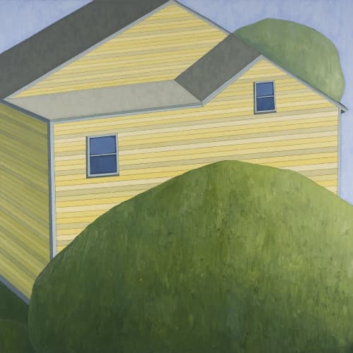 'Green Trees Yellow Barn' oil painting by Scott Redden | Oil And Acrylic Painting in Paintings by Scott Redden. Item composed of linen & synthetic