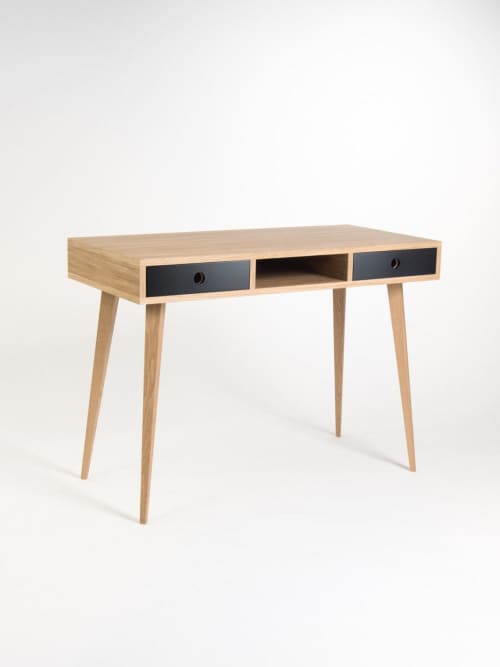 Office table, small desk, bureau, with black drawers by Mo Woodwork