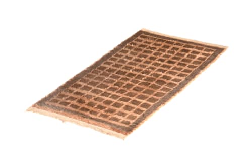 Hand Knotted Vintage Tulu Rug Beige Brown Shag Pile | Area Rug in Rugs by Rug and Kilim