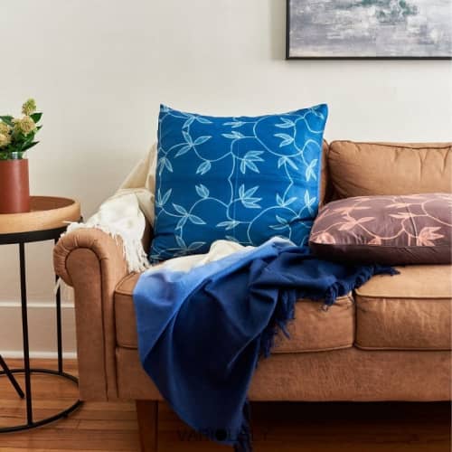 Folio Indigo Silk Pillow | Pillows by Studio Variously. Item made of fabric