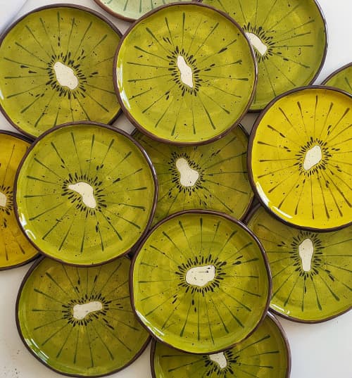 Small Kiwi plate 10 cm | Dinnerware by Federica Massimi Ceramics. Item composed of ceramic in eclectic & maximalism or mediterranean style