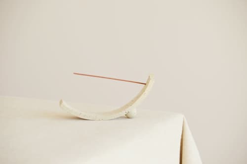Incense Burner – Small – White On X Speckled – Made To Order | Candle Holder in Decorative Objects by Elizabeth Bell Ceramics. Item composed of stoneware