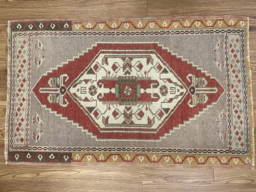 Hand-woven Turkish Doormat Rug| 1.11x 3.3 | Small Rug in Rugs by Wool and Rug. Item made of wool compatible with boho and contemporary style