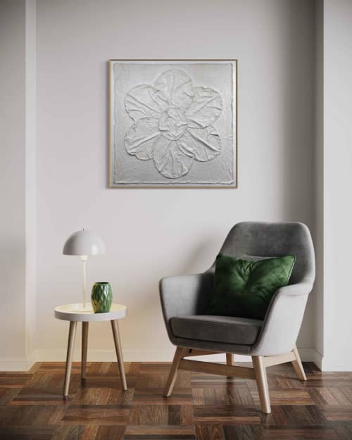 Flower Power FP4848 b | Mixed Media by Michael Denny Art, LLC. Item composed of bamboo and canvas in minimalism or contemporary style