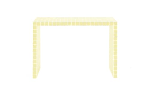 Short Console Table, Light Yellow | Tables by IKON KØBENHAVN. Item composed of wood and ceramic in minimalism or japandi style