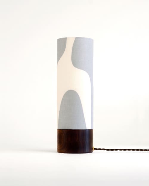 Modern Retro Table Lamp | Lamps by La Loupe. Item made of walnut with linen works with mid century modern & japandi style