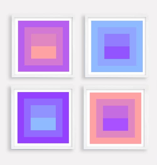 Geometric Color Study Set of 4 in Preppy Pastels | Prints by Daylight Dreams Editions. Item composed of paper in minimalism or mid century modern style