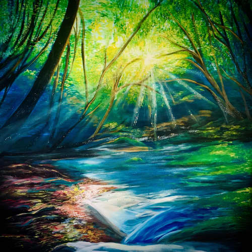 By The Wood | Paintings by Jomaireart. Item in mid century modern or coastal style