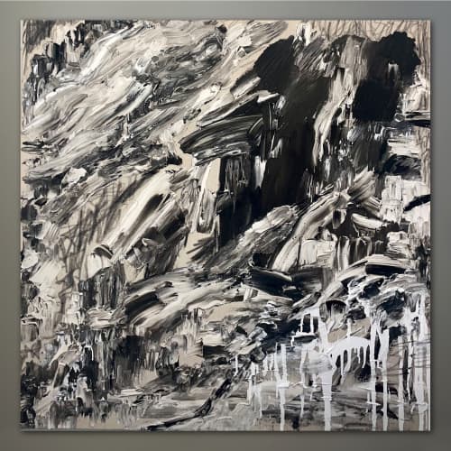 black ice (SOLD) | Oil And Acrylic Painting in Paintings by visceral home. Item composed of canvas and cement in mid century modern or contemporary style