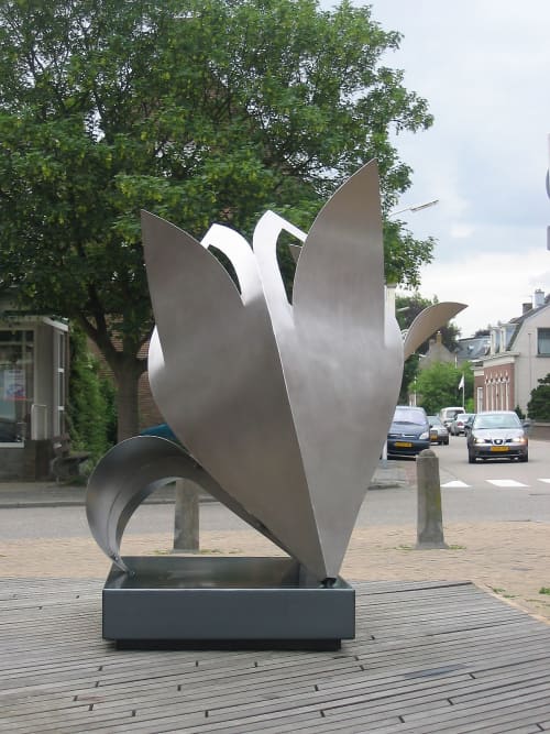 Stainless Steel Sculpture Lily | Public Sculptures by Jeroen Stok. Item made of steel
