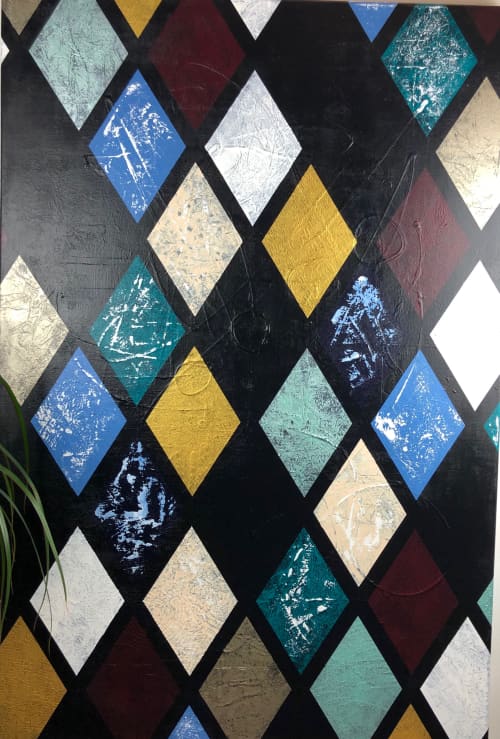 Black Squares | Oil And Acrylic Painting in Paintings by Margaret Alice Høiesen. Item made of canvas with synthetic