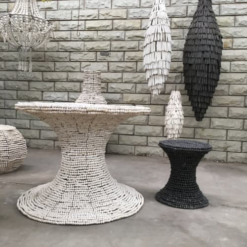 The Mud Beaded Stool | End Table in Tables by Mud Studio, South Africa. Item made of steel with stoneware