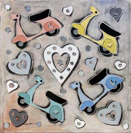 Vespe IV | Mixed Media in Paintings by Andrea Benetti