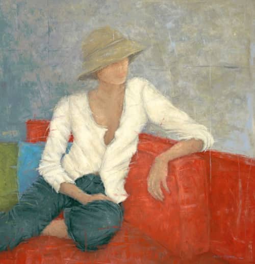Erica Hopper "Fifties with a Point of View" | Oil And Acrylic Painting in Paintings by YJ Contemporary Fine Art | YJ Contemporary Fine Art in East Greenwich. Item made of canvas