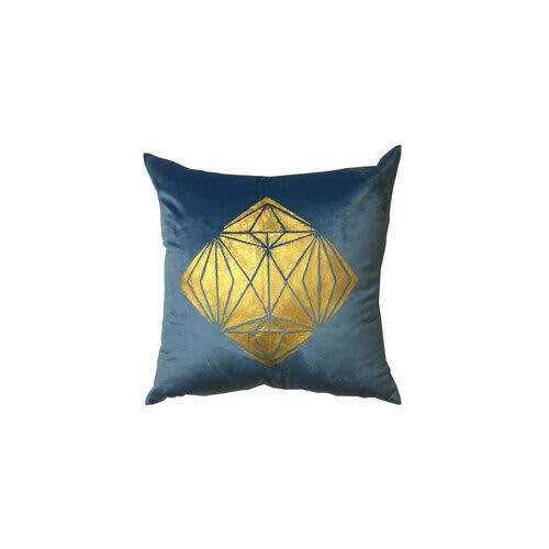 Ocean Blue Velvet Handprinted Pillow Case | Pillows by Britny Lizet. Item made of fabric works with boho & minimalism style