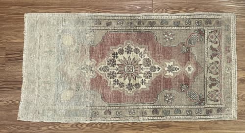 Hand-woven Turkish Rug Doormat| 1.11 x 3.10 | Small Rug in Rugs by Wool and Rug. Item composed of wool compatible with boho and contemporary style